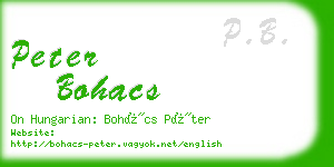 peter bohacs business card